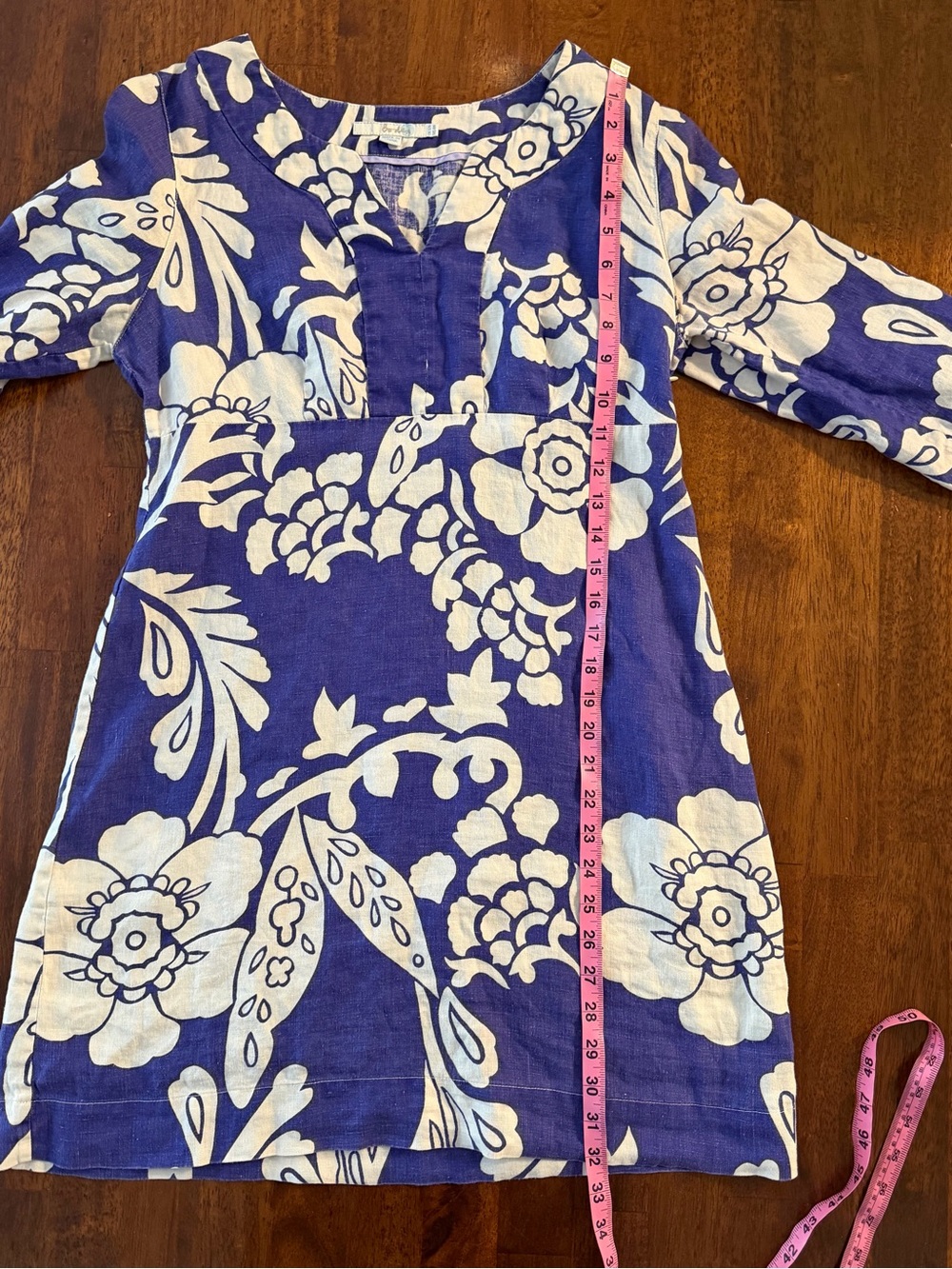 Boden Purple Floral Linen Tunic Mini Dress Cottagecore European Summer Style Siz - Picture 6 of 7